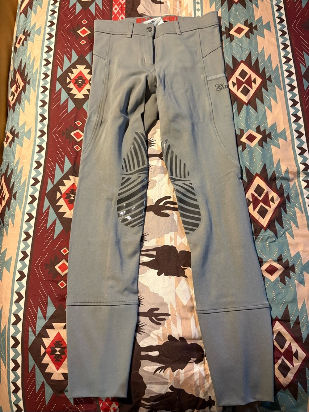 Women's Light Gray Equestrian Breeches with Silicone Knee Grip